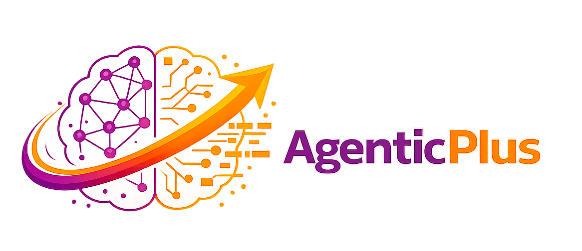 Logo innovativo _AgenticPlus_ con cervello e circuiti